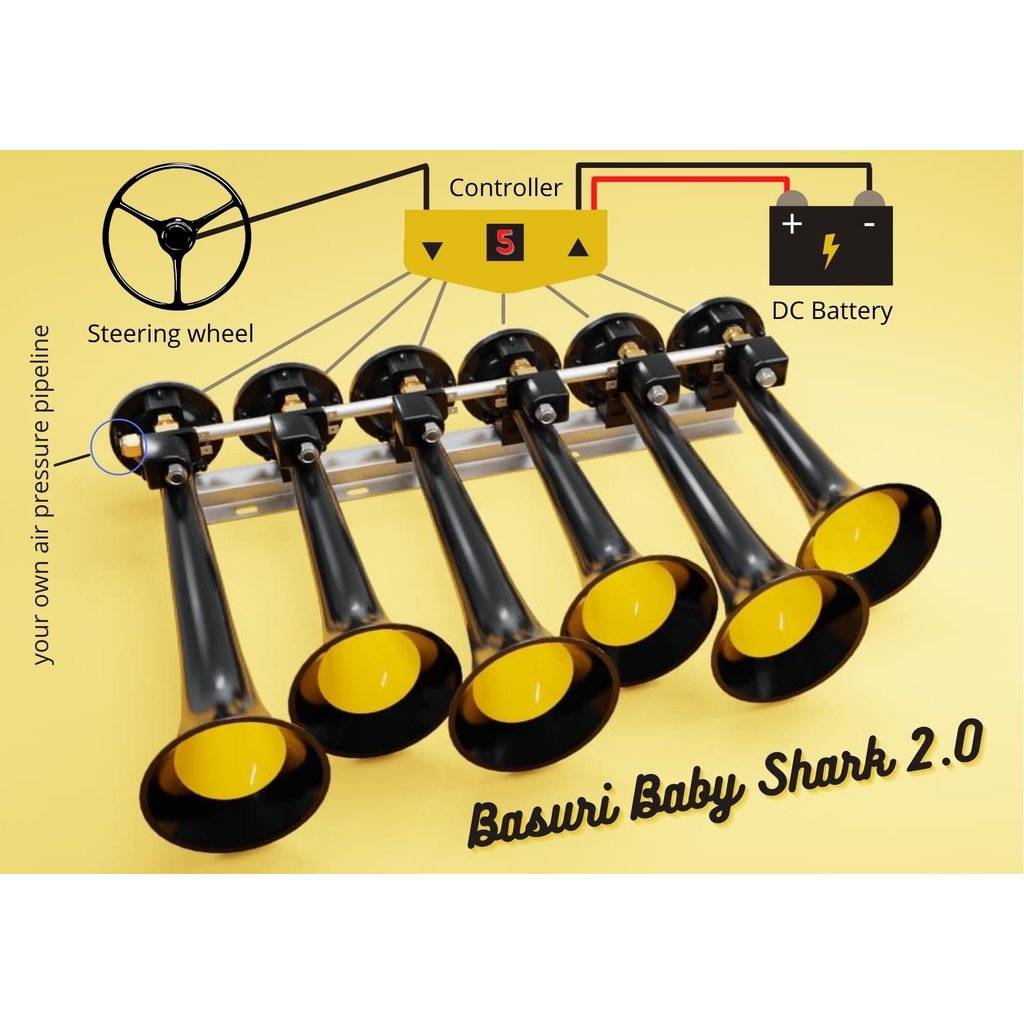 Basuri baby shark 2.0 airhorn 24v - 19 melodies – One Stop Truck Accessories